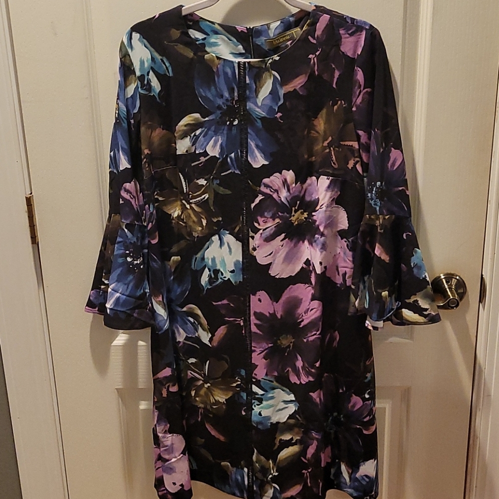 Melonie Black dress with flowers